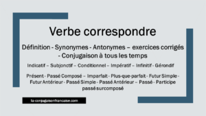 Verbe correspondre conjugaison, définition, synonymes, antonymes et exercices corrigés