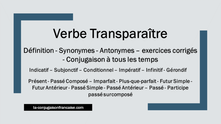 Verbe transparaître conjugaison, définition, synonymes, antonymes et exercices corrigés