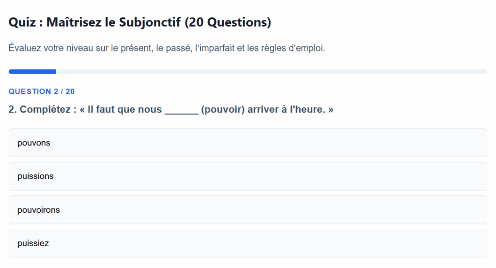 QUIZ #1 : MAITRISEZ LE SUBJONCTIF – Quiz français