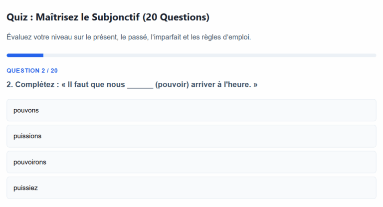 Quiz : Maîtrisez le Subjonctif
